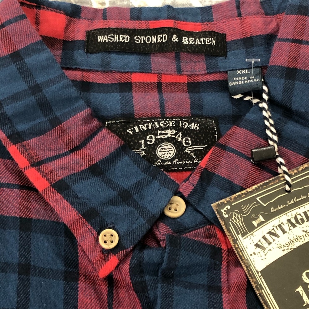 Men’s NWT Vintage 1946 Long Sleeve Plaid Shirt XL - Picture 4 of 8